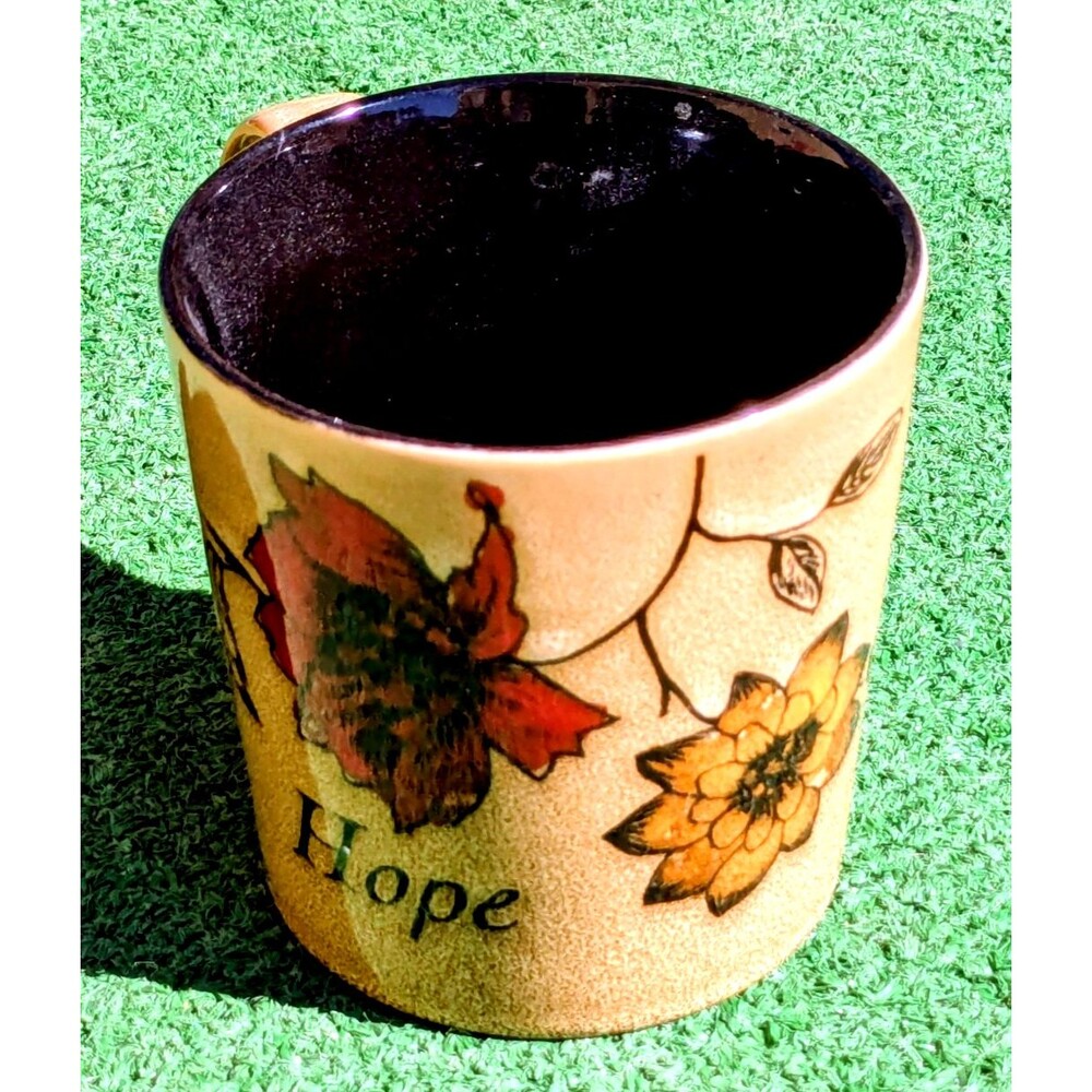 Pfaltzgraff Everyday Hope Inspirational Floral Speckled Coffee Tea Mug Cup GUC
